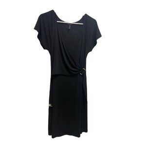 BCBG Max Azaria black wrap dress w gold buckle size medium‎